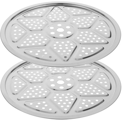 HOLIDYOYO 2 Piezas Rejilla de Vapor Redonda 32 Cm de Acero Inoxidable 304, Bandeja para Cocinar Verduras al Vapor, Inserto para Olla Vaporera, Utensilio de Cocina Multifuncional para Uso