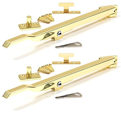 2X Brass Casement Locking Stay Arms - 10 Window Handles
