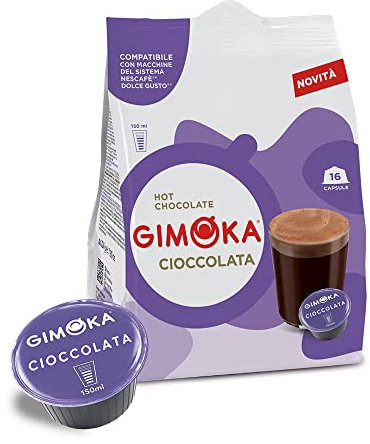 Gimoka goût Chocolate - 64 Capsules - Compatibles avec les machines à café de la marque Nescafé* Dolce Gusto* - Produit en Italie (lot de 4 x 16)