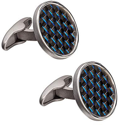 Silber Manschettenknöpfe Herren 925 Silber mit 3D Carboneinlage für ein perfektes luxuriöses Business-Outfit