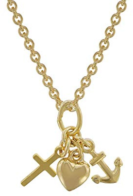 trendor Anhänger für Kinder Gold 333 Glaube, Liebe, Hoffnung wunderschöner Halsschmuck für Mädchen und Jungen, liebevolle Geschenkidee für Kids, 35732-38 38 cm