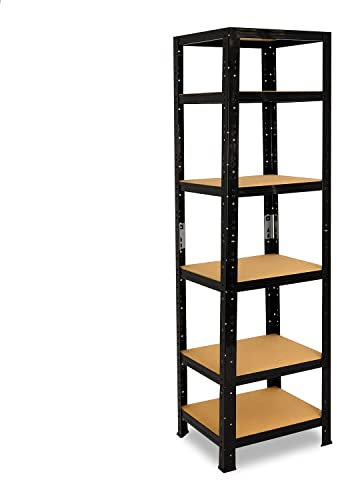 shelfplaza® 180x50x50cm BLACK Schwerlastregal schwarz/Metallregal schwarz 6 Böden à 145kg Tragkraft/Lagerregal schwarz Regal Keller Haushaltsregal schwarz/Metall Regal schwarz Metall stehend