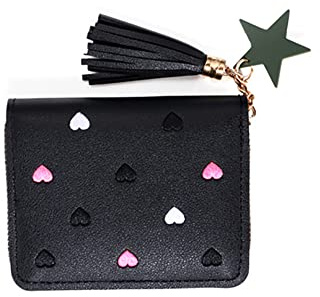 Pequeña Cartera de Mujer,Monedero para Niñas Cuero PU Cartera de Corazón Lindo con Bolsillo con Cremallera + Cartera de Tarjeta Monedero para Mujer Niños Niña Regalo Cumpleaños Navidad