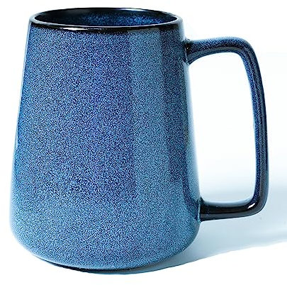 Taza de café de cerámica de 24 oz, taza grande de café con leche, taza de té, esmalte suave para cacao, capuchino, Latte, cereales, apto para lavavajillas y microondas (Azul)