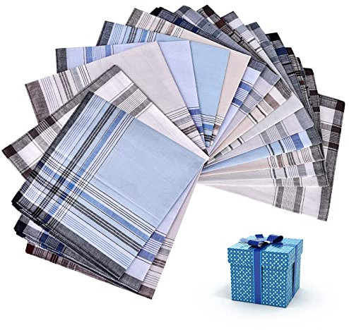 18 Stück Herren Taschentücher,Stofftaschentücher Herren,100% Baumwolle Herrentaschentücher,Herren Stoff Taschentücher,Traditionelle Männertaschentücher,Große Einstecktücher Handkerchief mit Karomuster