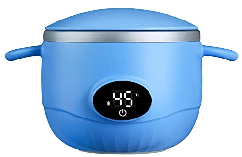 Aoun Babyschale aus Edelstahl, Warmhaltefunktion, Lebensmittelwärmer, wiederaufladbar, USB, für Babys, Kinder, Jugendliche (blau)