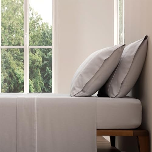 Casa da Laura - Sábanas de Franela de Lujo Lisas Gris - Cama 140-3 Piezas - Sábana Encimera, Bajera y 1 Funda de Almohada Larga 45x160 cm - Sábanas de Invierno Elegantes, Cálidas y Suaves