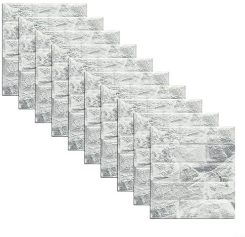 10 paneles de pared 3D de 38 x 35 cm, adhesivo de pared de ladrillo, autoadhesivo, calcomanías de pared de bricolaje, paneles de espuma de polietileno impermeables, adecuados para cocina, baño,