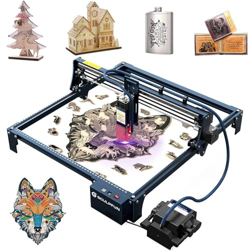 SCULPFUN S30 Pro Macchina per Incisione Laser, potenza di uscita laser 10W, con Automatico Air Assist 30 L/min, precisione 0,005 mm, Finecorsa, Macchina Taglio Laser per legno, metallo, acrilico