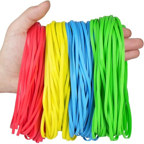 LotFancy Large Rubber Bands, 170 Pcs Size #117B 7×1/8” Heavy Duty Long Rubber Bands for Trash Can File Folders Office Supplies, Assorted Color