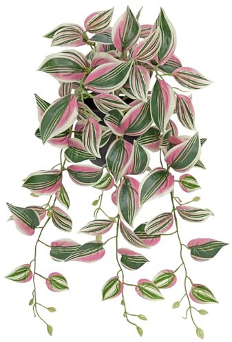 Oairse Planta artificial colgante, plantas artificiales con maceta, plantas artificiales como auténticas para exteriores, jardín, decoración, dormitorio, oficina, alféizar de ventana, decoración