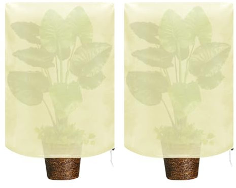 Naseom Housses de Protection pour Plantes, 2Pcs Housse D'hivernage, Réutilisable Voile Hivernage Plante avec Cordon de Serrage pour Plante Palmiers Olivier Jardin d'oiseaux et d'Insectes (60 * 80cm)