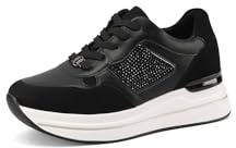 QUEEN HELENA Scarpe da Ginnastica con Zeppa Sneakers Platform Casual Donna X31-17 (Nero, Sistema Taglie Calzature EU, Adulto, Donna, Numero, Media, 40)