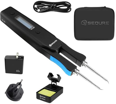 SEQURE HT140 2-IN-1 Portable Hot Tweezers Soldering Iron Kit, 2s Fast Heating, 122-932℉, 3 Preset Temperature,Temp Calibration,Auto Sleep, Smart Digital Soldering Iron for SMD Work with PD 65W Adapter
