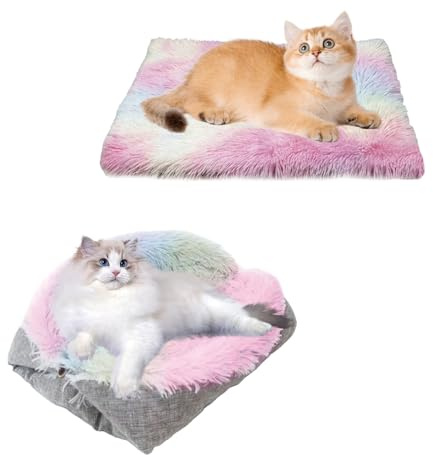 DYUEE 2 in 1 Soft Plush Blanket Furry Self Warming Cat Mat Function