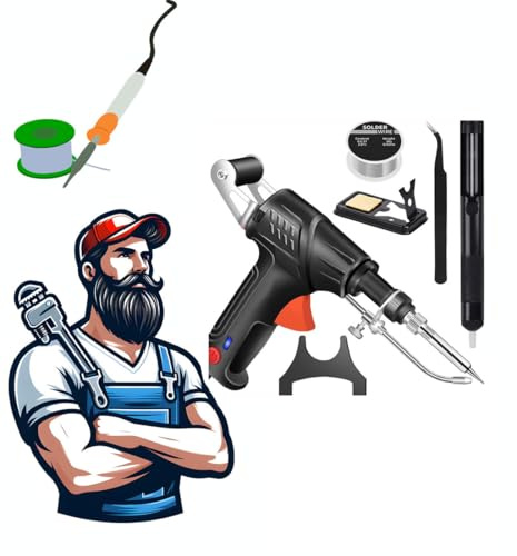 Herramientas de Soldadura Láser Industriales con Calefacción Interna, Juego de Pistola de Soldadura Multifunción para Metal(Black)