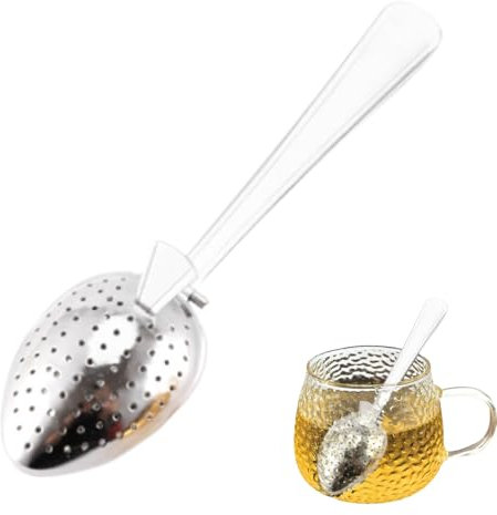 Cuillère à thé en métal – Outil d'infuseur à fermeture rapide | Passoire à feuilles mobiles à trou fin avec long manche – Diffuseur en maille réutilisable pour boissons chaudes – Cuillère à infuser
