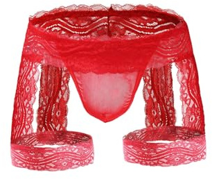 MIZSPISE Liguero Sexy para Hombre con Tirantes Ajustables para Hombre con 6 Clips para cinturón de lencería de Gran tamaño Sissy (FR/ES, Letras, Talla única, Regular, Regular, Rojo)