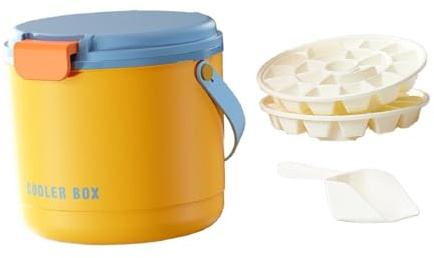 KiBcsLic Insulated Ice Bucket,Storage Bin Portable with Lid and Ice Tray for Club Restaurant Beverage Freezer BBQ, Yellow