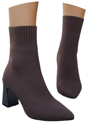 Generisch Botines para mujer, monocolor, cómodos, modernos, tallas grandes, botas de lana vintage, elegantes, elásticas, transpirables, de encaje, caña corta, 01 Marrón., 41 EU