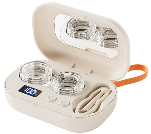 Máquina limpiadora de lentes de contacto, limpiador de lentes de contacto, portátil con limpieza de pantalla inteligente para uso diario y de viaje Máquina recargable con kit de almacenamiento