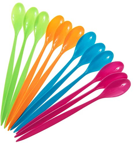 SIDCO Longdrinklöffel 12 x Limolöffel Eislöffel Joghurtlöffel Lange Löffel Kunststoff