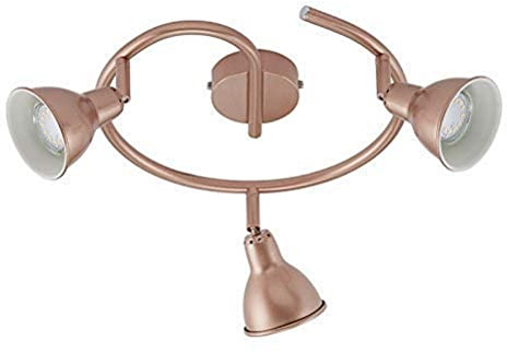 Briloner Leuchten LED Deckenleuchte, 3 dreh- & schwenkbare LED-Spots, Retro / Rondell Strahler, Decken-Lampe, Kupfer, GU10, je 3 W, 28 x 28 x 17 cm