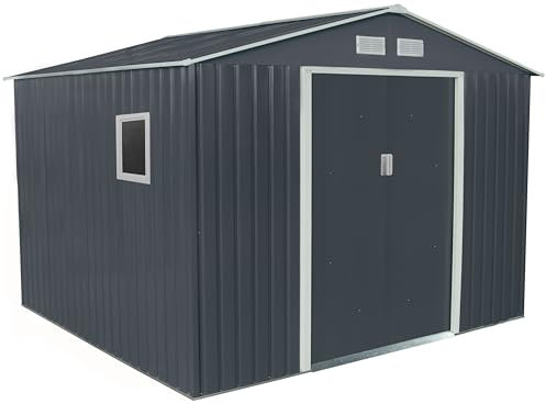 X-METAL Abri de Jardin métal 7,06m² Anthracite + kit d'ancrage | Abri de Jardin en Métal | Fenêtre latérale | Abri à Outils Abri de Rangement Extérieur | Hauteur Faitage: 212 cm