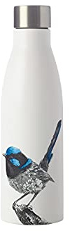 Maxwell & Williams Marini Ferlazzo Insulated Water Bottle with Superb Fairy-wren Design, Double Wall Stainless Steel, White, 5 ml