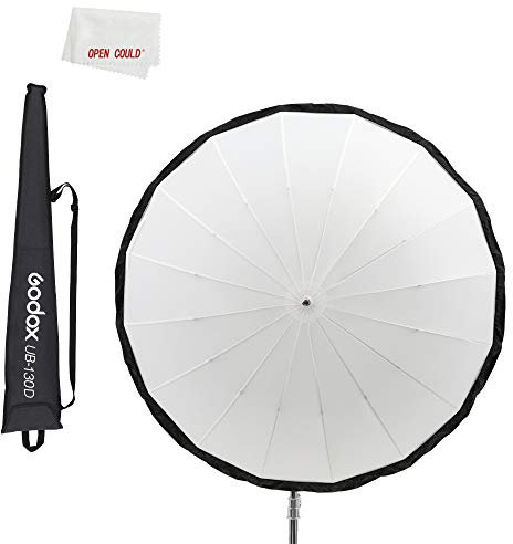Godox UB-130D 51in 130cm White Parabolic Reflective Transparente Soft Umbrella Studio Light Umbrella with Black Silver Diffuser Cover (UB-130D)