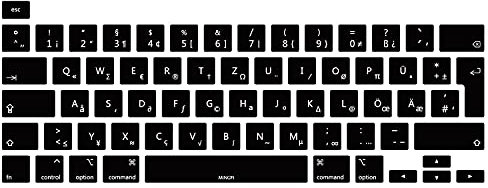 MiNGFi Silikon Deutsche QWERTZ Tastaturschutz für MacBook Pro 13 M1/M2 A2338 (2020–2023), A2289 (2020), A2251 (2020–2021), Pro 16 A2141 (2019–2021) EU/ISO Tastaturlayout - Schwarz
