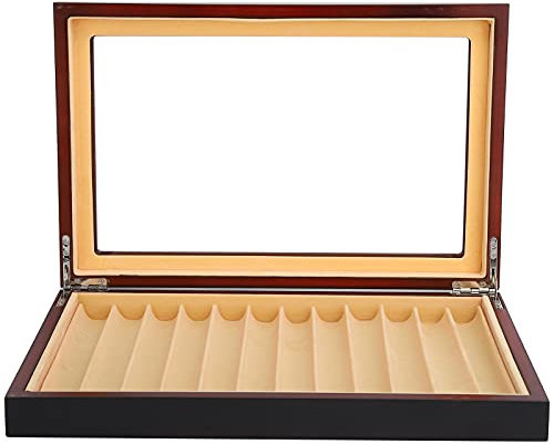 Stifthalterbox, 12 Füller Anzeigebox Vitrine Stiftebox Holz Kugelschreiber Federhalter Display Box Sammelbox Veranstalter Aufbewahrungskiste mit Glasfenster Schreibgeräte Aufbewahrungsbox