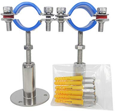 Stainless Steel Adjustable Pipe Bracket Clamp - Wall/Ceiling Mount Support for 32mm (1 Inch) Pipe, Heavy-Duty Rust-Proof Brackets with Fixings, 2 Pack