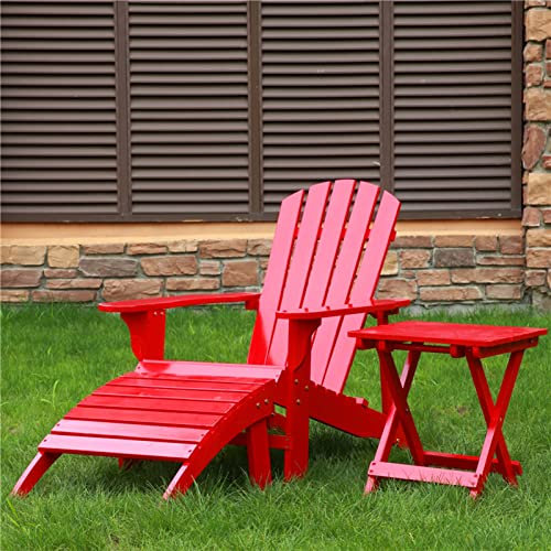 LJHU Adirondack Chair Ergonomische Gartenleisten-Liegen-Sets, Robuster, Robuster Adirondack-Stuhl mit Glatter Oberfläche, Klassische Sonnenliege für Die Ländliche Strandterrasse (Color : Red)