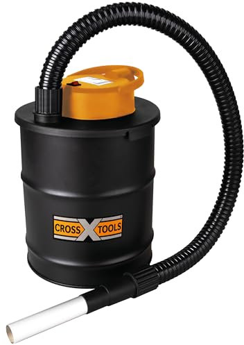 CROSS TOOLS Aschesauger - Kaminsauger (100 cm Saugschlauch Metall/PVC, 150 mbar Saugleistung, 600 W, 12l Behälter, Auch für Holz- Pelletöfen und Grills, inkl. waschbarer HEPA Filter) CAS 600 CN, 68523