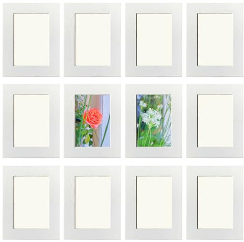 YIYINOE 12er 10x15 cm Bilderrahmen Set,Pappe Bilder Rahmen mit Schutz Kunststoffmembran,Wandmontage Fotogalerie Display für Collage,Fotos,Bilder,Fotorahmen Familie,Weiß