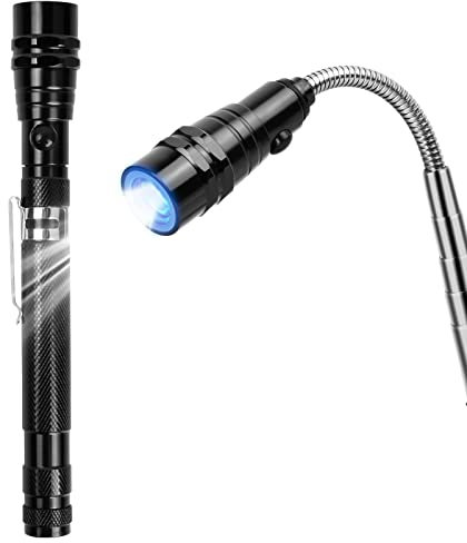 Jinlaili LED Teleskopmagnet Werkzeug,Teleskop Magnetheber mit LED,Magnetisches Pickup-LED-Arbeitslicht,Multitool Pen mit Kompass,für Männer Geschenkideen Weihnachten,Geburtstagsgeschenk
