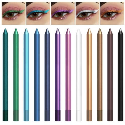 LOPHE Eyeliner Colorati, 12 Colori Penna Eyeliner Impermeabile, Matte a Lunga Durata