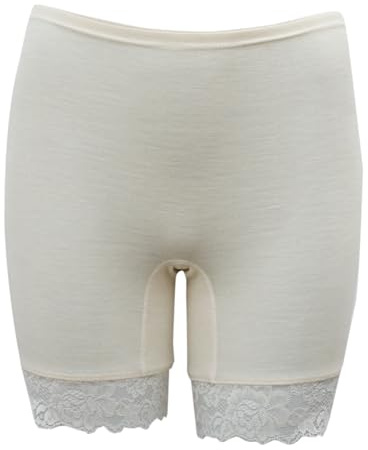 Engel Culotte naturelle pour femme avec dentelle, 70 % laine, 30 % soie, certifiée kBT, naturel, 42-44