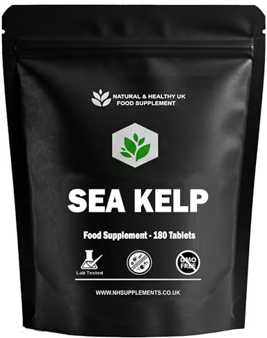 Sea Kelp Extract Tablets - Pack of 180 - Providing 200mcg Iodine - Suitable for Vegans - Small Tablets