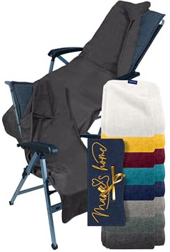 Marie’s Home Housse en tissu éponge - Pour chaise de jardin, chaise longue de jardin, 70 x 200 cm, anthracite