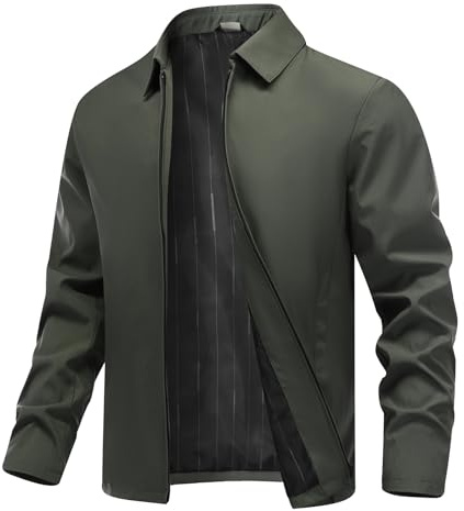 Allthemen Chaqueta Ligera para Hombre Cazadora Casual Solapa con Cremallera Bomber de Transición Primavera Verano Verde XL