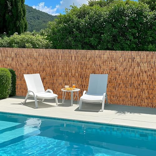 Naturale bambù Recinzione, Blackout Stuoia in Cannette, Esterno Privacy Canne Recinzione, Bamboo Stuoia per Giardino Cortile Balcone Terrazza Piscina Recinzioni(120 * 1000cm)