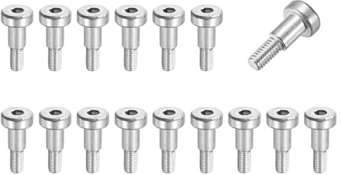 MECCANIXITY 16 Pcs 304 Stainless Steel Shoulder Bolt 5mm Shoulder Dia 6mm Shoulder Length M4x0.7 Thread Hex Socket Shoulder Bolts for Hydraulic Injection Molding Machinery Industries
