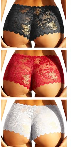FULLJOYLOVE Femmes Culottes Culottes Effrontées Culottes Dentelle Hipster Dos Évider sous-Vêtements Grande Taille Bikini Slips