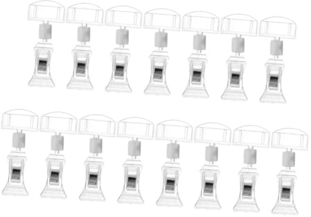 VINTORKY 15 Pièces Porte Étiquettes Transparent Rotatif à Double Face Clips Affichage pour Prix et Signalétique Étiquettes Marchandise pour et Commerce de Détail