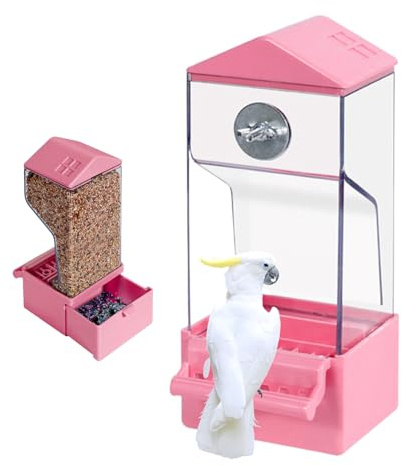 Patifirst Distributeur de Nourriture pour Perroquets - Mangeoire Exterieure pour Perroquet,Récipient Alimentaire Transparent Anti-Éclaboussures pour Canaris Perruches Cacatoès,Moineaux