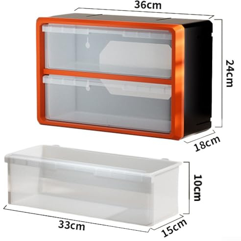 Gdfnmogo Caja organizadora de plástico para piezas de cajones, para componentes de hardware, montaje en pared y caja de almacenamiento de herramientas apilable con compartimentos multirejilla, 360 x