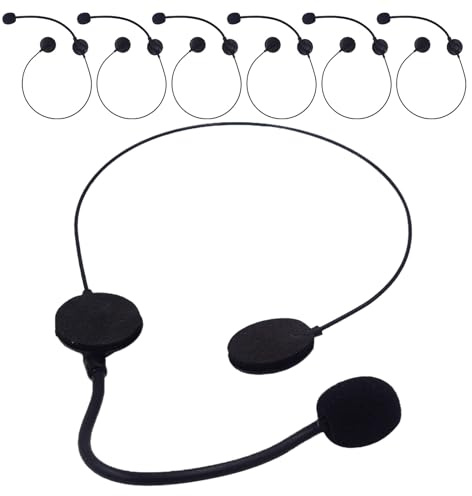 CONGARTENO 7 Auriculares Falsos Negros Micrófono de Utilería para Cosplay y Fiestas Set de 7 Piezas Ligero y Duradero Accesorio Decorativo para Carnaval Conciertos y Juegos de Rol