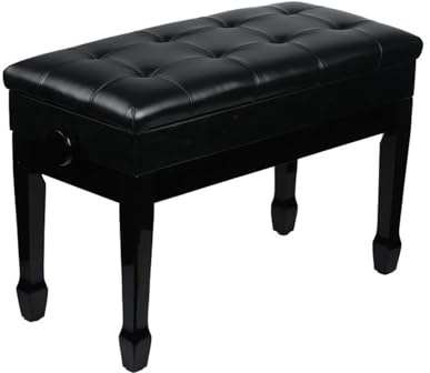 Genérico Taburete Ajustable For Banco De Piano Doble, Asiento De Banco For Teclado Musical De Madera Maciza, con Cojín Acolchado Y Almacenamiento, Capacidad De 300 Kg(Black)